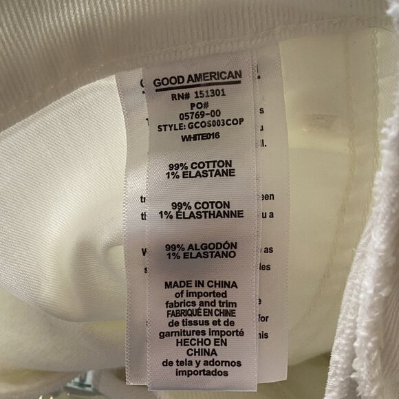 Good American 18 Bombshell High Waist Cutoff Shorts Distressed White Plus NWT - Picture 6 of 8